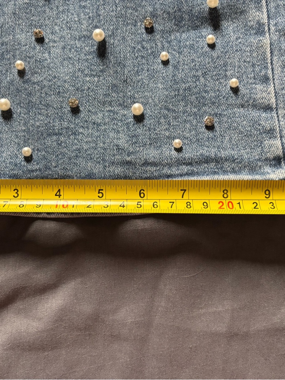 Mica size 28 Pearl and Rhinestone-Embellished Women's Jeans - Light Blue - Picture 9 of 10